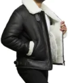 Buy Men RAF B3 Aviator Bomber Shearling Fur Black Jacket