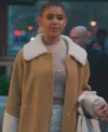 Jordan Alexander Gossip Girl S02 Camel Brown Shearling Coat
