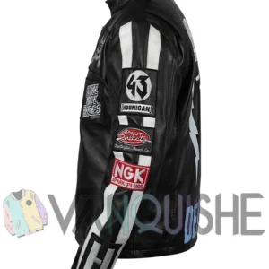 Ken Block black Leather Jacket left