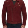 Men Biker Suede Leather Maroon Jacket