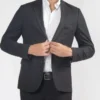 Men Black Textured Suiting Fabric Dinner Blazer Jacket Front