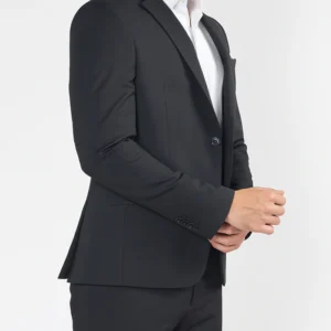 Men Black Textured Suiting Fabric Dinner Blazer Jacket right