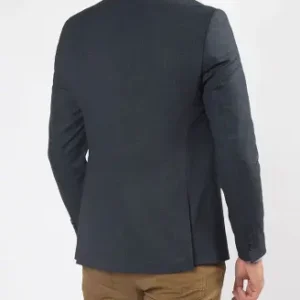 Men Blue Textured Suiting Fabric Dinner Blazer Jacket Back