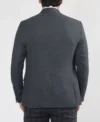 Men Single Breasted Textured Gray Notched Collar Blazer Back