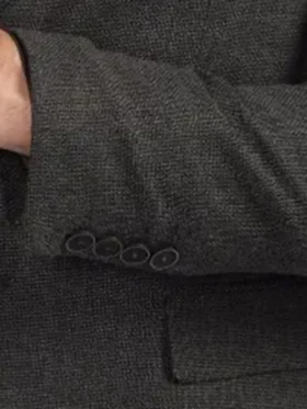 Men Textured Black Single Breasted Classic Dinner Blazer cuff closeup