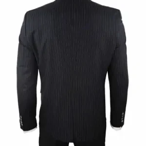 Mens 1920 Classic Single Breasted Black Pinstripe Prom Suit Back