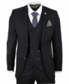 Mens 1920 Classic Single Breasted Black Pinstripe Prom Suit Front