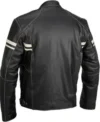 Mens 6 Pockets Vintage Biker White Stripe Jacket sale