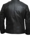 Mens 80s Style Vintage Biker Quilted Leather Jacket back