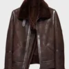 Mens Aviator Distressed Brown Genuine Leather Jacket