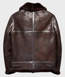Mens Aviator Distressed Brown Genuine Leather Jacket Back
