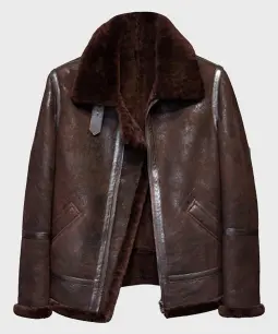 Mens Aviator Distressed Brown Genuine Leather Jacket