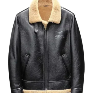 Mens Aviator Flight B3 Shearling Bomber Genuine Leather Jacket For Winter Season