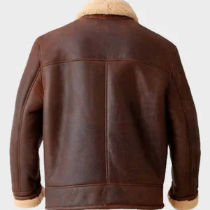 Mens B3 Bomber Aviator Shearling Fur Leather Brown Jacket back