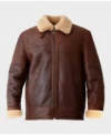 Mens B3 Bomber Aviator Shearling Fur Leather Brown Jacket front