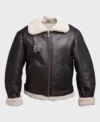 Mens B3 Shearling Fur Aviator Dark Coffee Brown Jacket