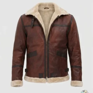 Mens B3 Shearling Fur Genuine Leather Brown Jackets Front Buy now
