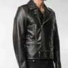 Mens Black Asymmetrical Zipper Vegan Biker Distressed Real Leather Jacket