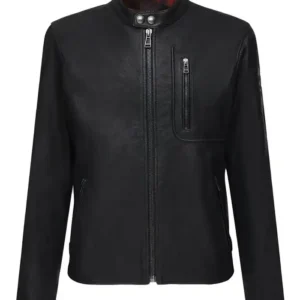 Mens Cafe Racer Biker Style Moto Black Real Leather Jacket For Sale