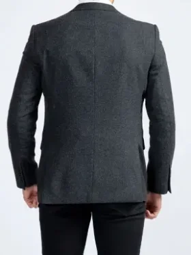 Mens Charcoal Grey Suiting Fabric Dinner Blazer Jacket Back