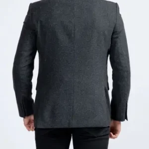 Mens Charcoal Grey Suiting Fabric Dinner Blazer Jacket Back