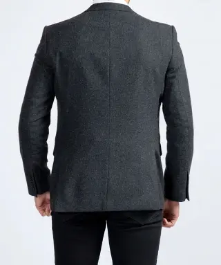 Mens Charcoal Grey Suiting Fabric Dinner Blazer Jacket Back