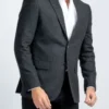 Mens Charcoal Grey Suiting Fabric Dinner Blazer Jacket Front