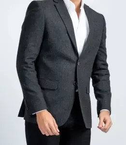 Mens Charcoal Grey Suiting Fabric Dinner Blazer Jacket Front