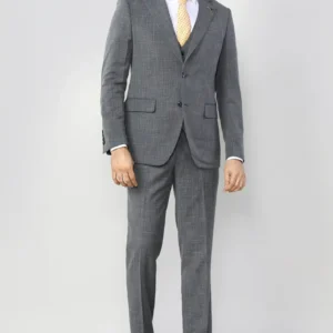 Mens Checked Slim Fit 3 Piece Suiting Fabric Dinner Suit For Sale