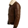Mens Detachable Fur Collar Pilot Leather Jacket For Men