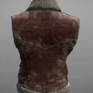 Mens Four Pockets Real Shearling Fur Genuine Leather Brown Vest Sale