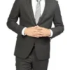 Mens Grey Two Piece Suiting Fabric Dinner Wedding Dress Suit Front