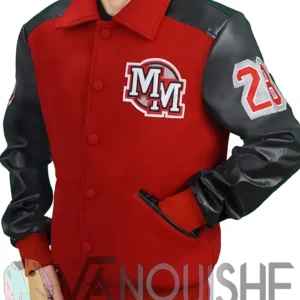 Mens MJ Micky Mouse Wool PU Leather Sleeves Letterman Varsity Bomber Jacket left