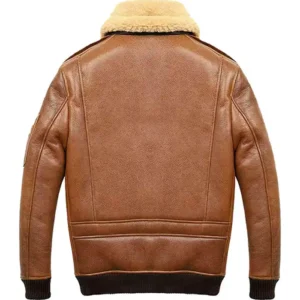 Mens Shearling Fur Tan Brown B3 Bomber Genuine Leather Jacket