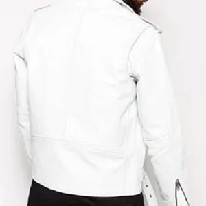 Mens Slim Fit Biker White Real Lambskin Leather Jacket