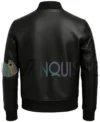 Mens Whole Black Classic Bomber Leather Jacket back