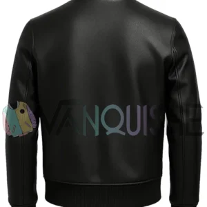 Mens Whole Black Classic Bomber Leather Jacket back
