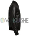 Mens Whole Black Classic Bomber Leather Jacket right