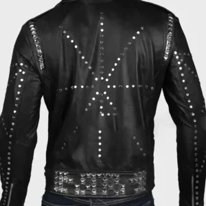 Mens and Womens Black Motorcycle Studded Vegan Genuine Leather Jacket Sale