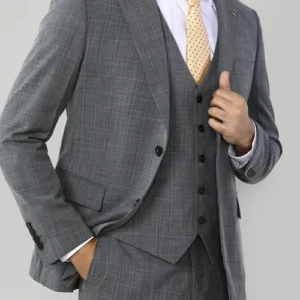 Order Mens Checked Slim Fit 3 Piece Suiting Fabric Dinner Suit