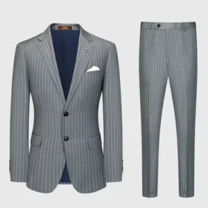 Purchase Men Slim Fit Single Breasted Pinstripe Wedding Dress Suit