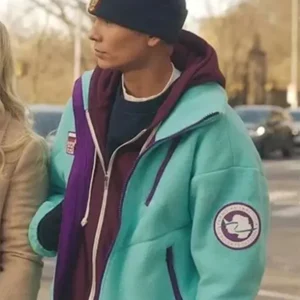 Shop Evan Mock Gossip Girl Season 2 Turquoise Fleece Jacket