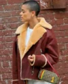 Shop Gossip Girl Julien Calloway Brown Shearling Fur Jacket