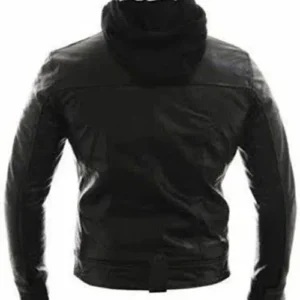 Shop Mens Biker Detachable Hood Leather Jacket 1