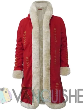The Christmas Chronicles 2 Mrs. Claus Red Wool Fur Collar Coat front open