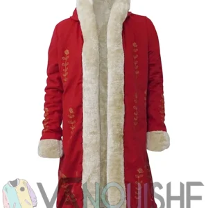 The Christmas Chronicles 2 Mrs. Claus Red Wool Fur Collar Coat front open