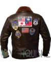 Top Gun Tom Cruise USA Pete Maverick Motorcycle Brown Leather Bomber Jacket back