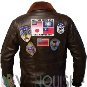 Top Gun Tom Cruise USA Pete Maverick Motorcycle Brown Leather Bomber Jacket back