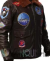 Top Gun Tom Cruise USA Pete Maverick Motorcycle Brown Leather Bomber Jacket right