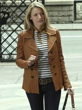 Unisex Gossip Girl 2021 Serena Van Woodsen Brown Leather Coat